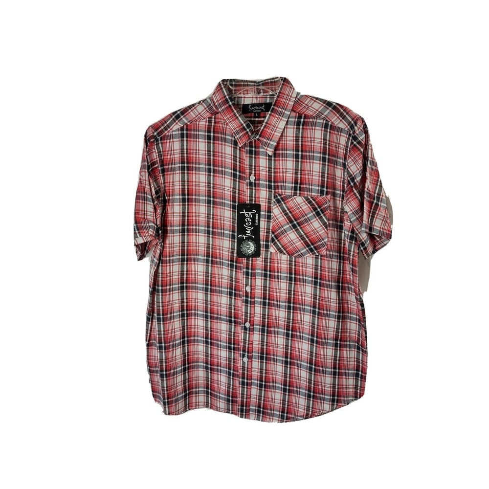 Mens Shirt Fourcast Clothing Button Up Short Sleeve Plaid With‎ Collar New Tags